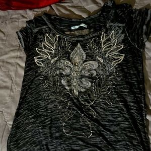 Black and grey embroidered shirt